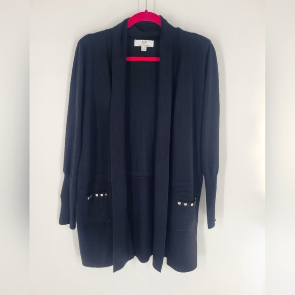 Magaschoni Open Front Cardigan Size XL Black - Picture 1 of 4